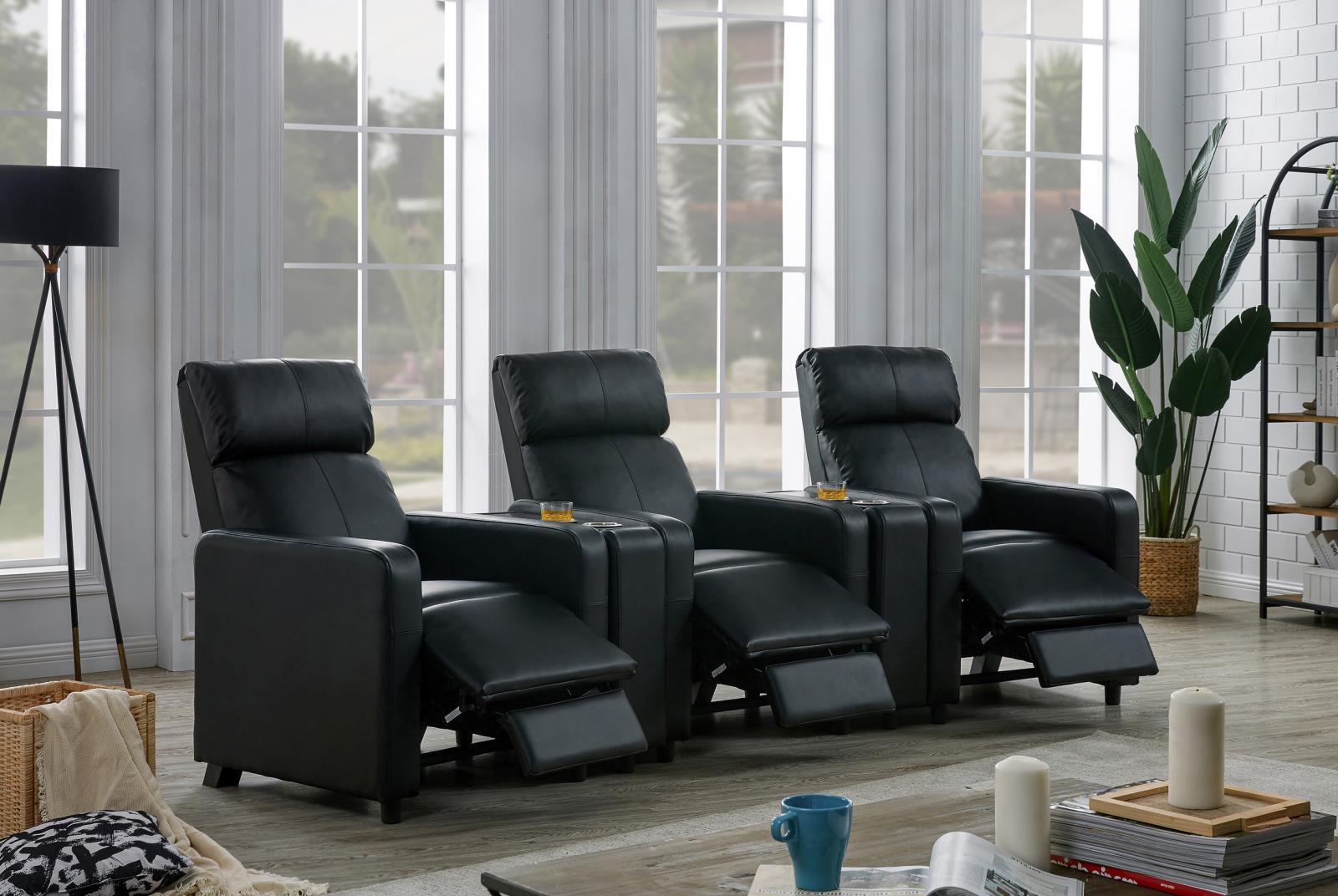 Toohey Home Theater Push Back Recliner Black - 600181 - Luna Furniture - Dallas Store
