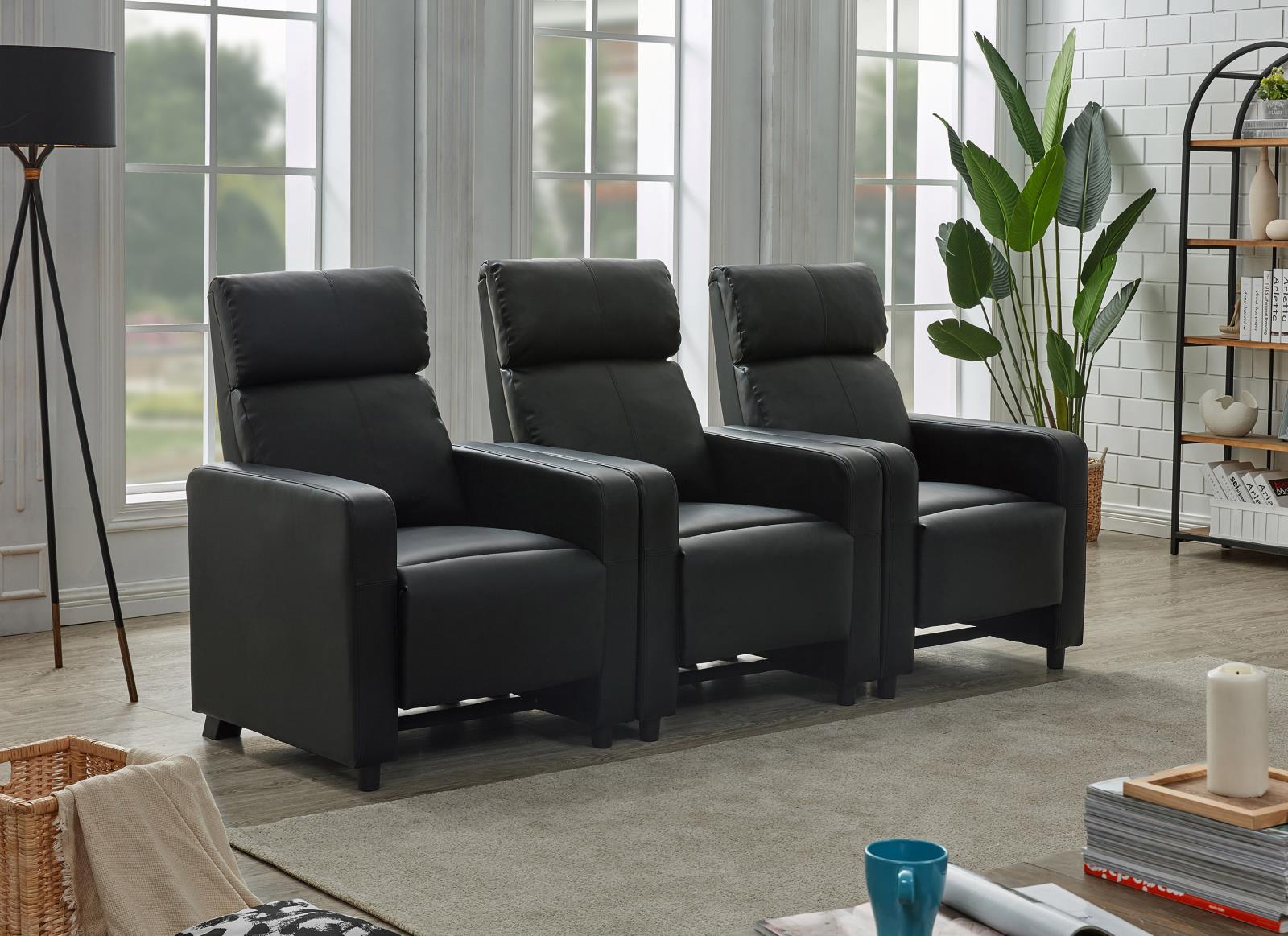 Toohey Home Theater Push Back Recliner Black - 600181 - Luna Furniture - Dallas Store