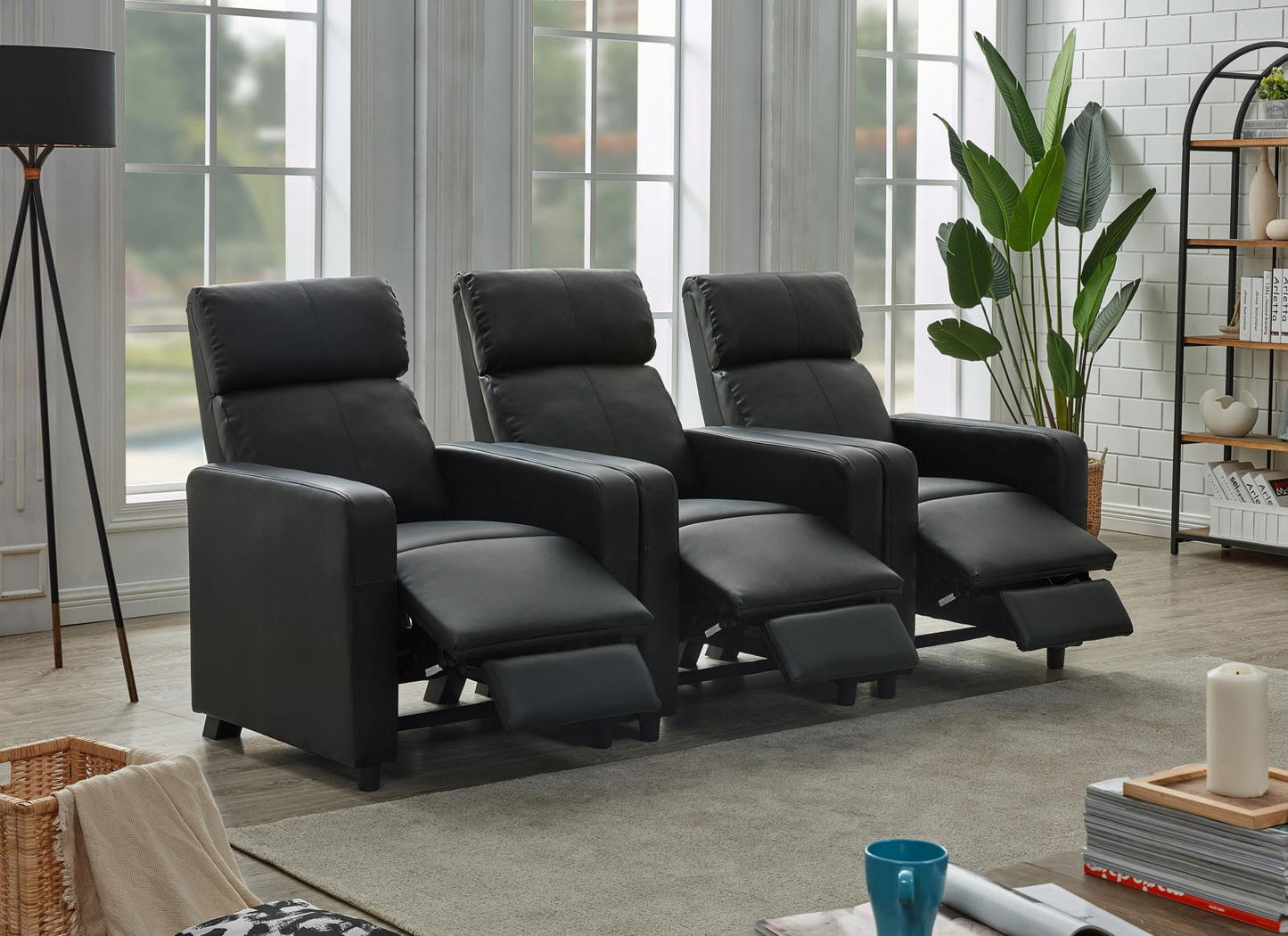 Toohey Home Theater Push Back Recliner Black - 600181 - Luna Furniture - Dallas Store