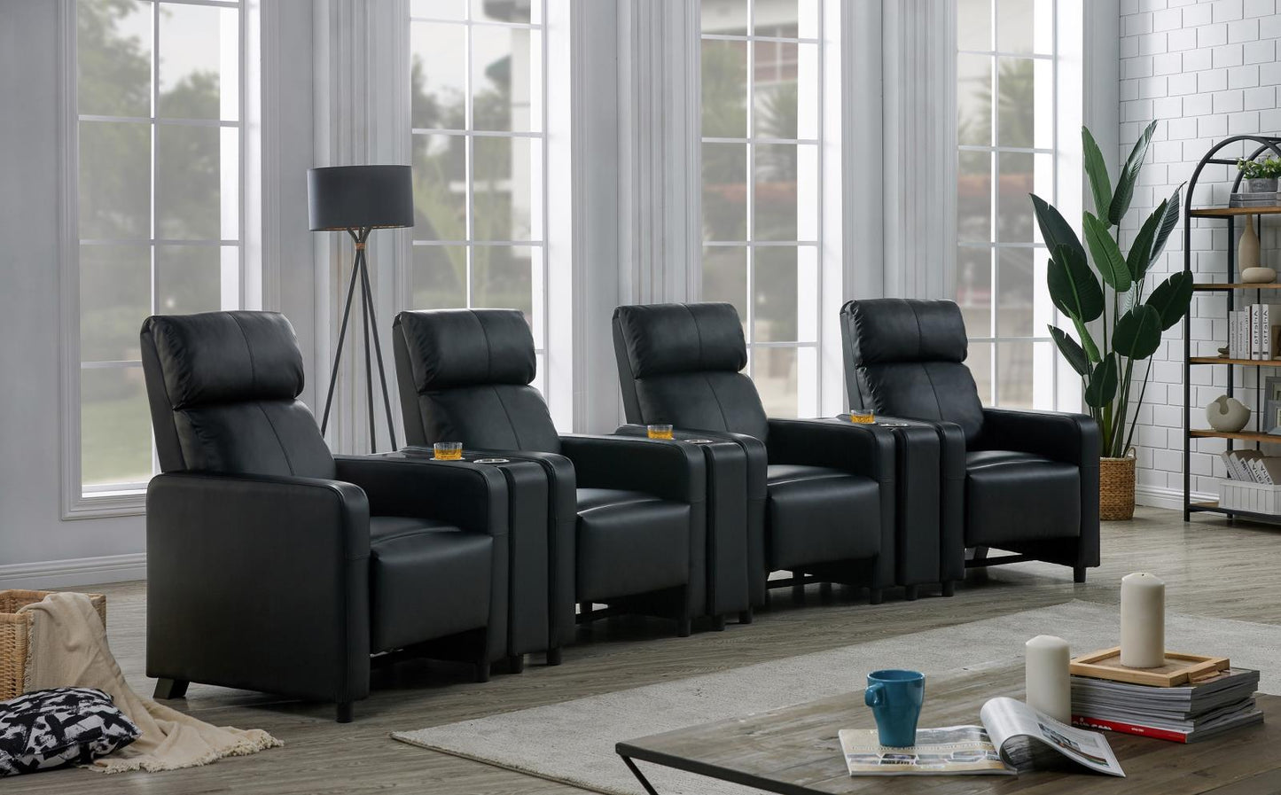 Toohey Home Theater Push Back Recliner Black - 600181 - Luna Furniture - Dallas Store