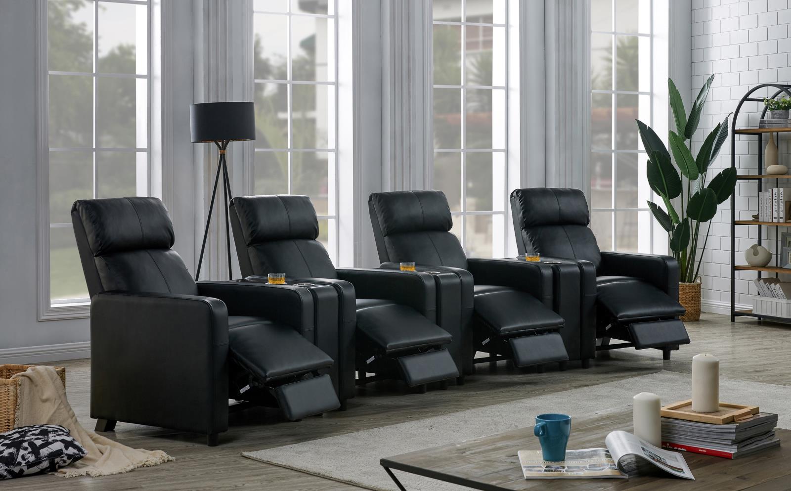 Toohey Home Theater Push Back Recliner Black - 600181 - Luna Furniture - Dallas Store