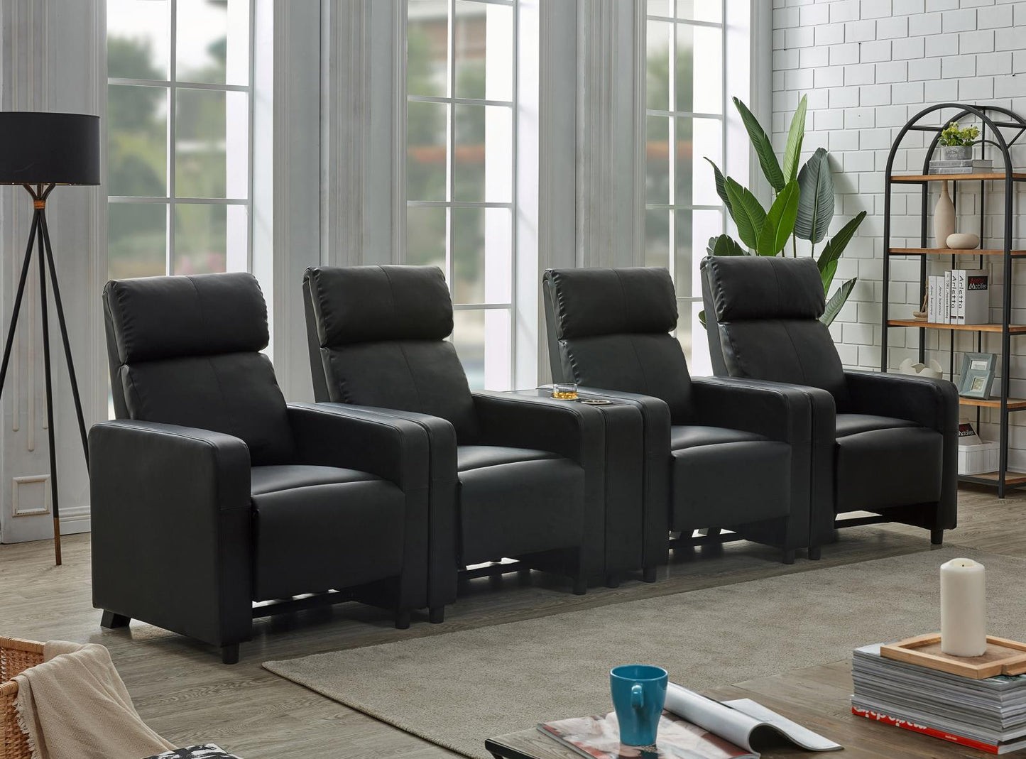 Toohey Home Theater Push Back Recliner Black - 600181 - Luna Furniture - Dallas Store