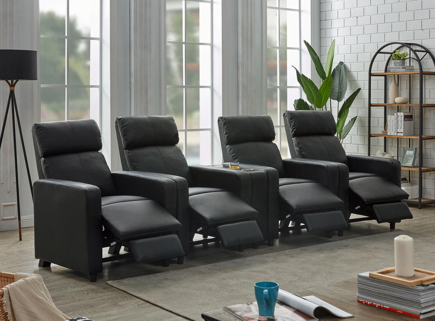 Toohey Home Theater Push Back Recliner Black - 600181 - Luna Furniture - Dallas Store