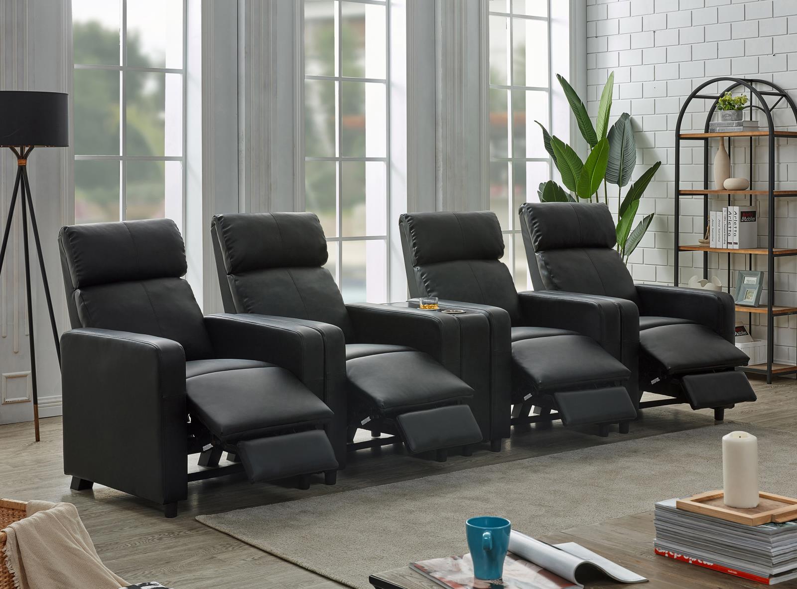 Toohey Home Theater Push Back Recliner Black - 600181 - Luna Furniture - Dallas Store