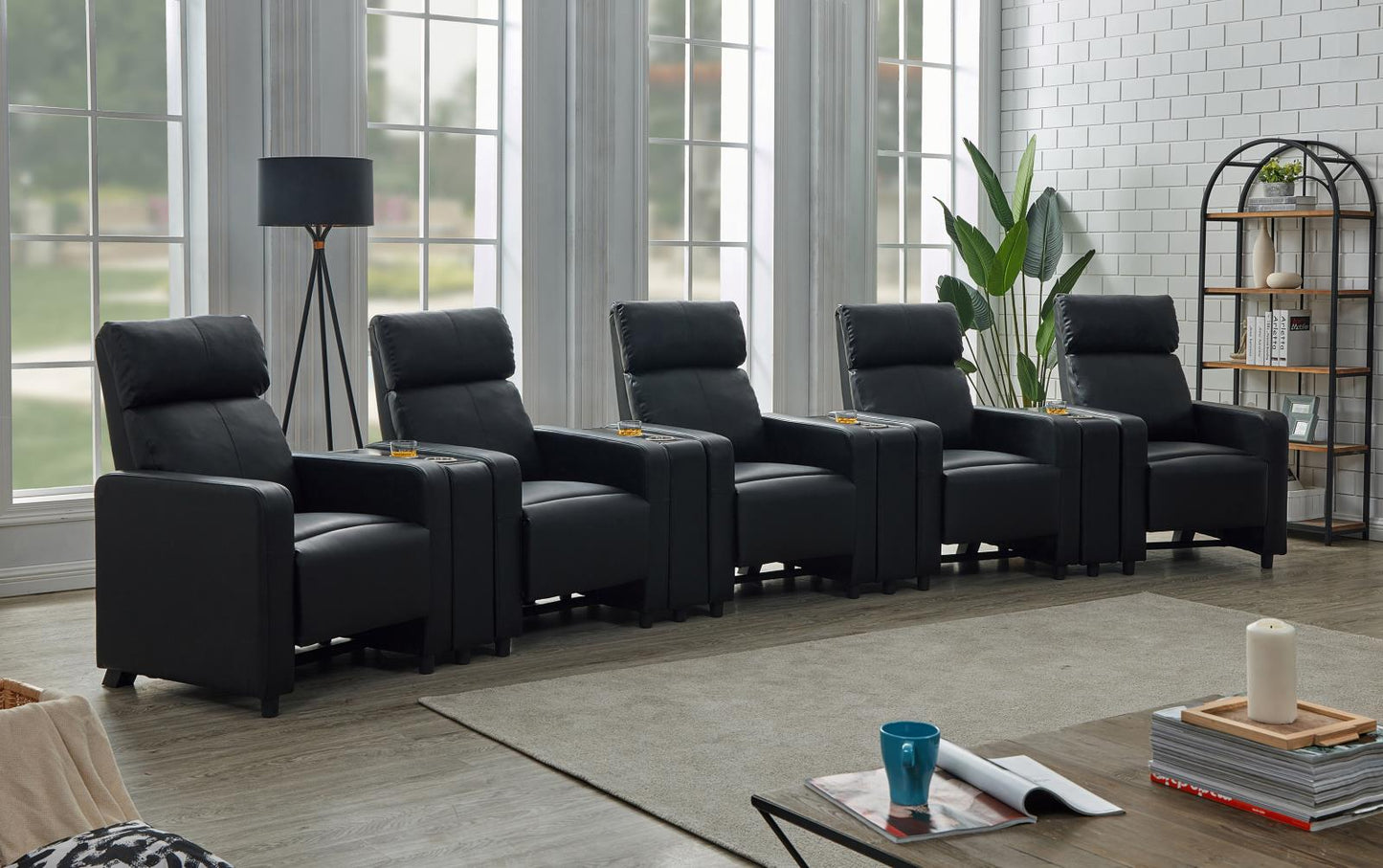Toohey Home Theater Push Back Recliner Black - 600181 - Luna Furniture - Dallas Store