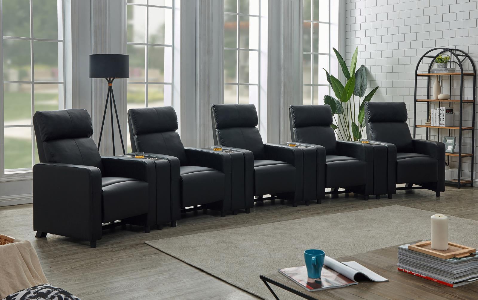 Toohey Home Theater Push Back Recliner Black - 600181 - Luna Furniture - Dallas Store
