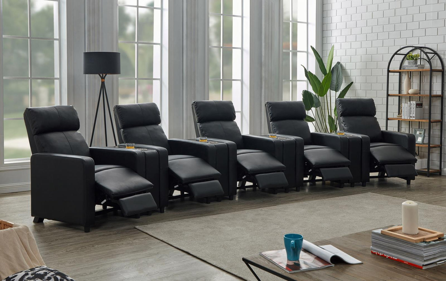 Toohey Home Theater Push Back Recliner Black - 600181 - Luna Furniture - Dallas Store