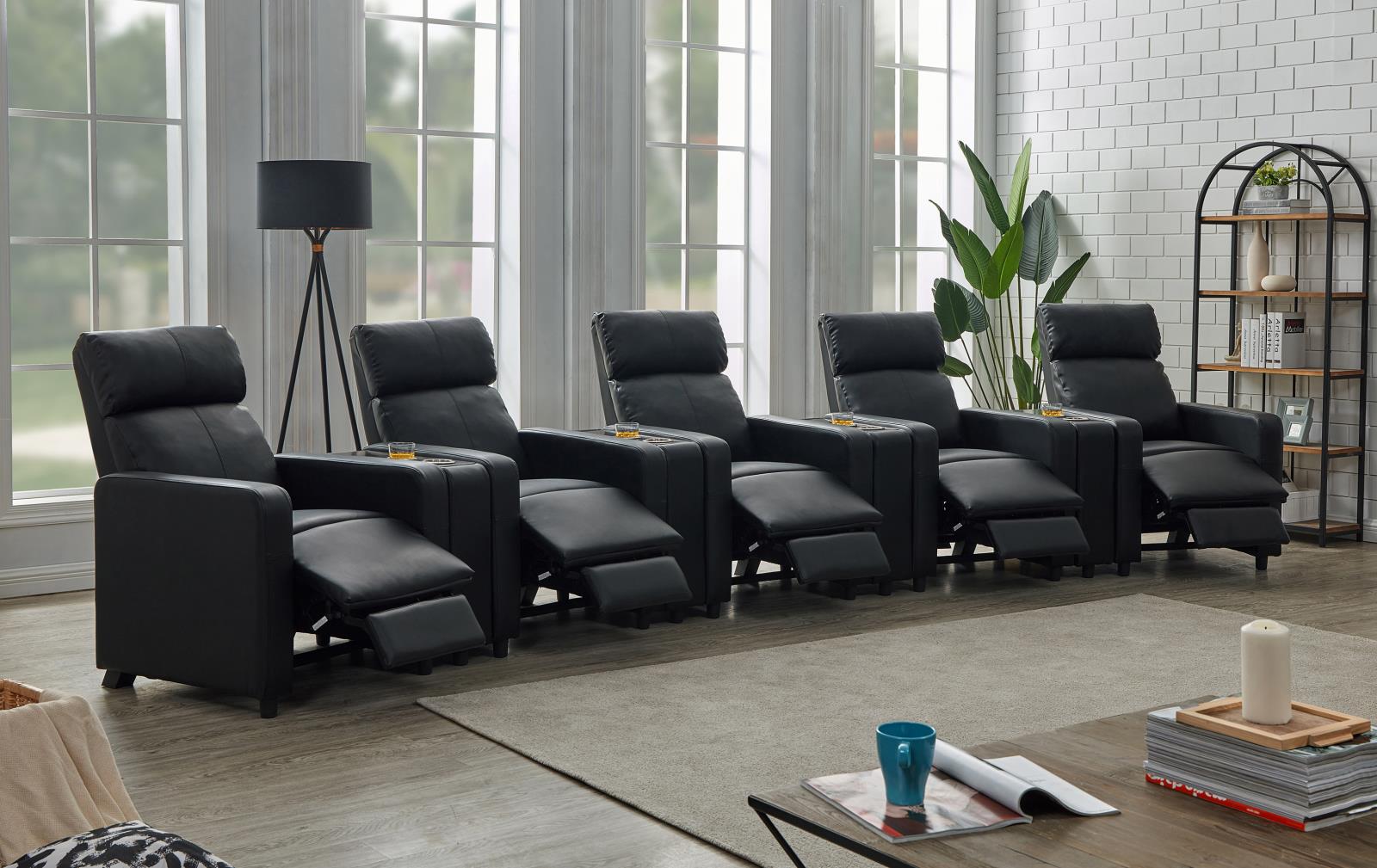 Toohey Home Theater Push Back Recliner Black - 600181 - Luna Furniture - Dallas Store