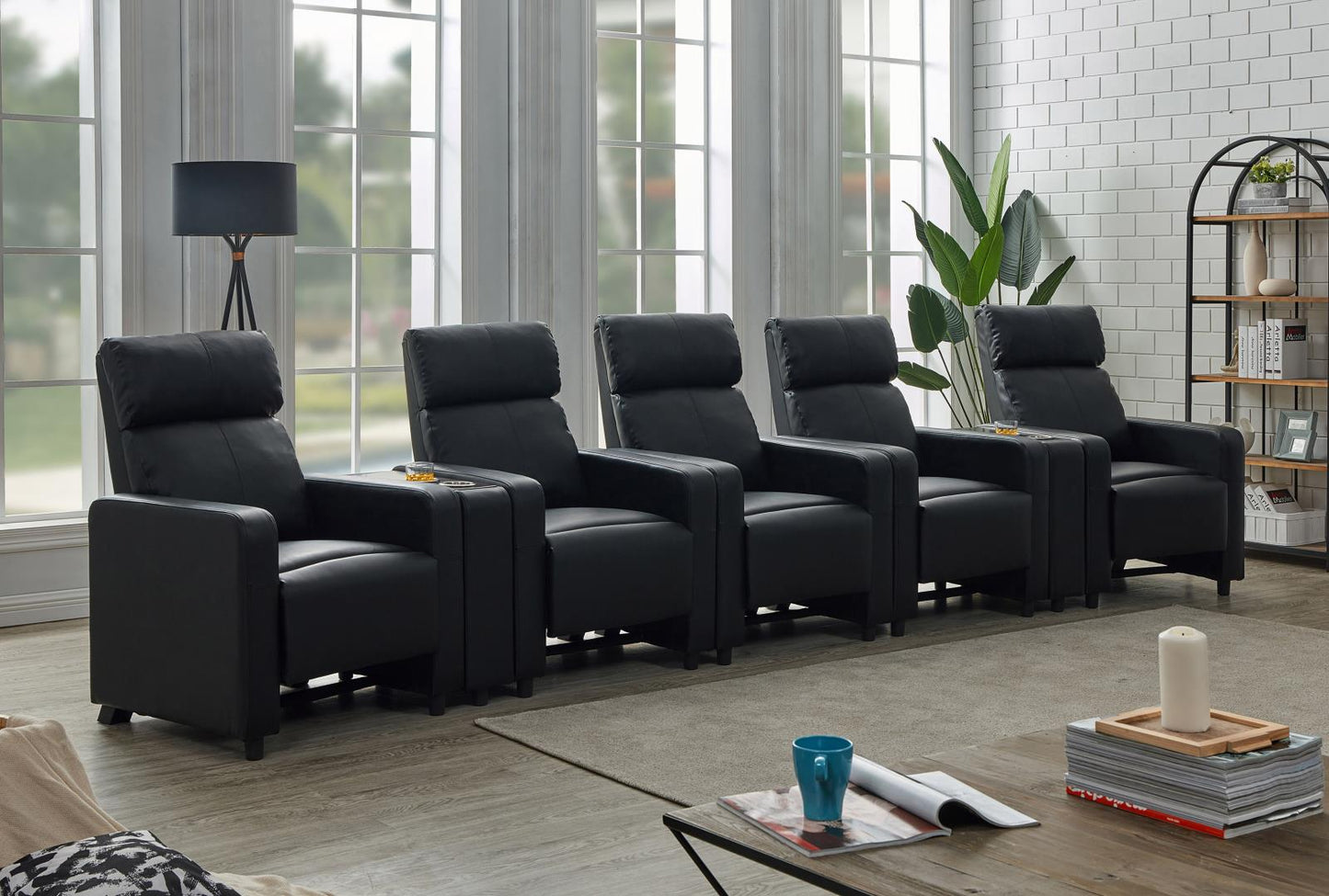 Toohey Home Theater Push Back Recliner Black - 600181 - Luna Furniture - Dallas Store