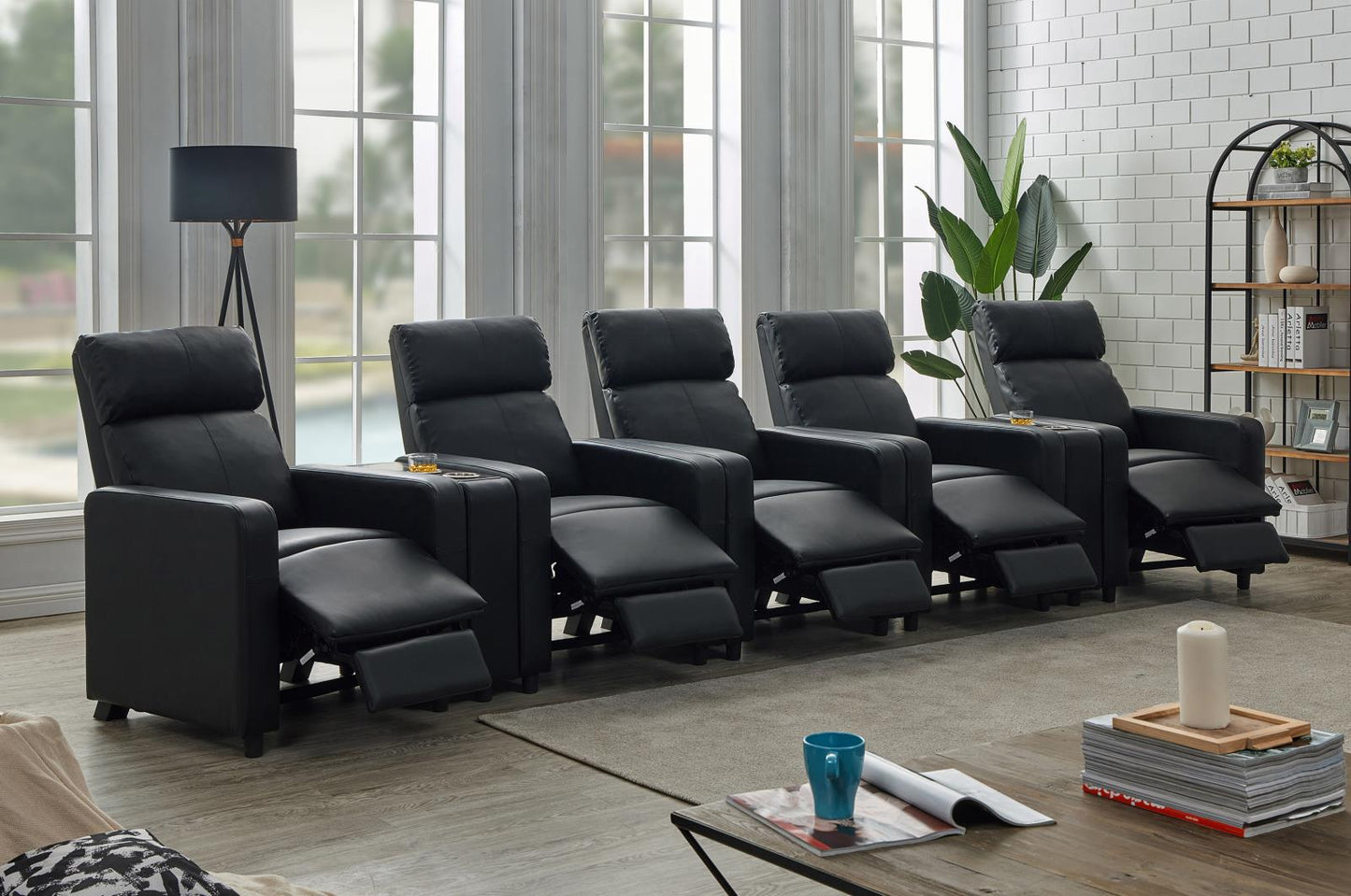 Toohey Home Theater Push Back Recliner Black - 600181 - Luna Furniture - Dallas Store