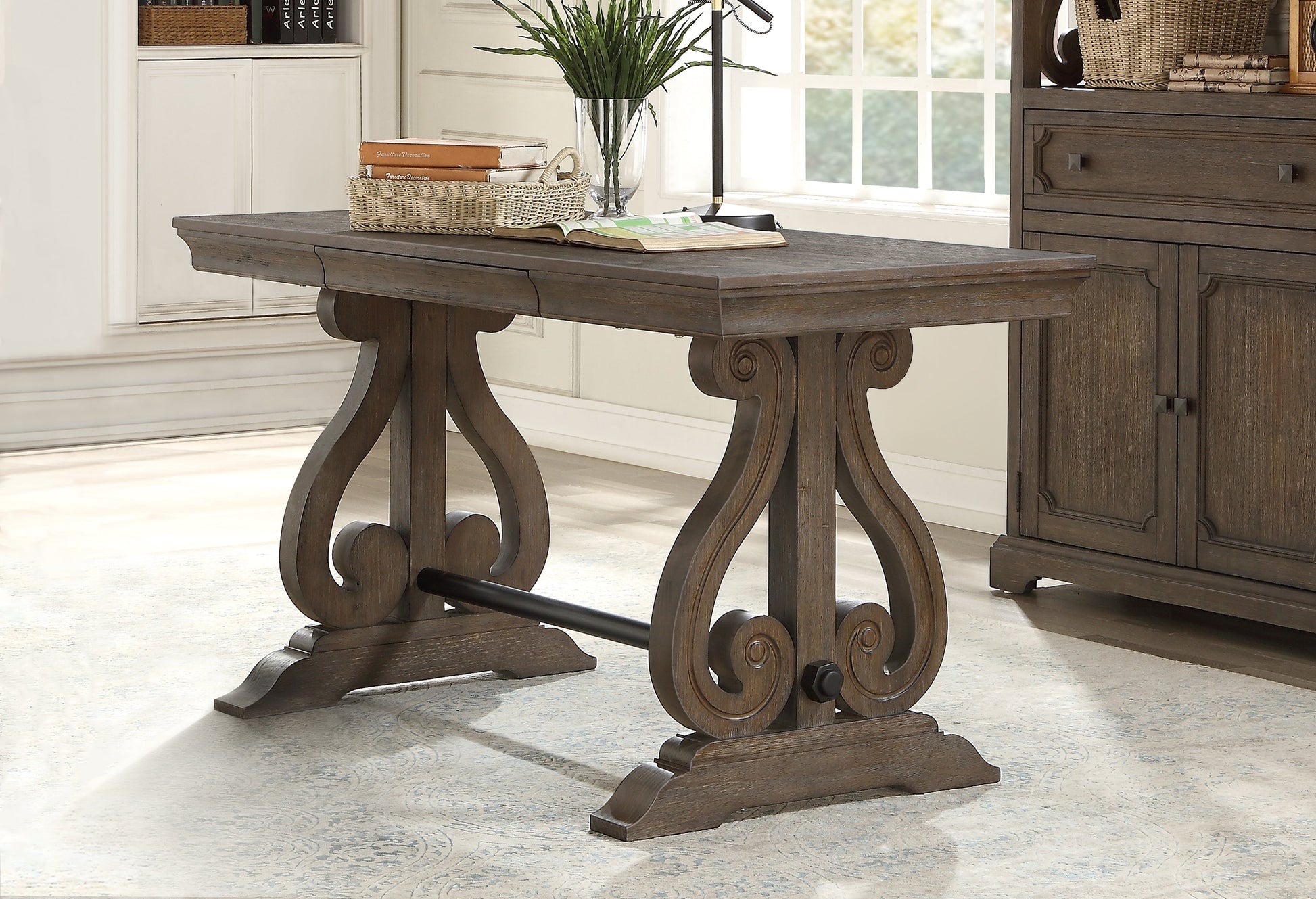 Toulon Dark Oak Writing Desk - 5438-15 - Luna Furniture - Dallas Store
