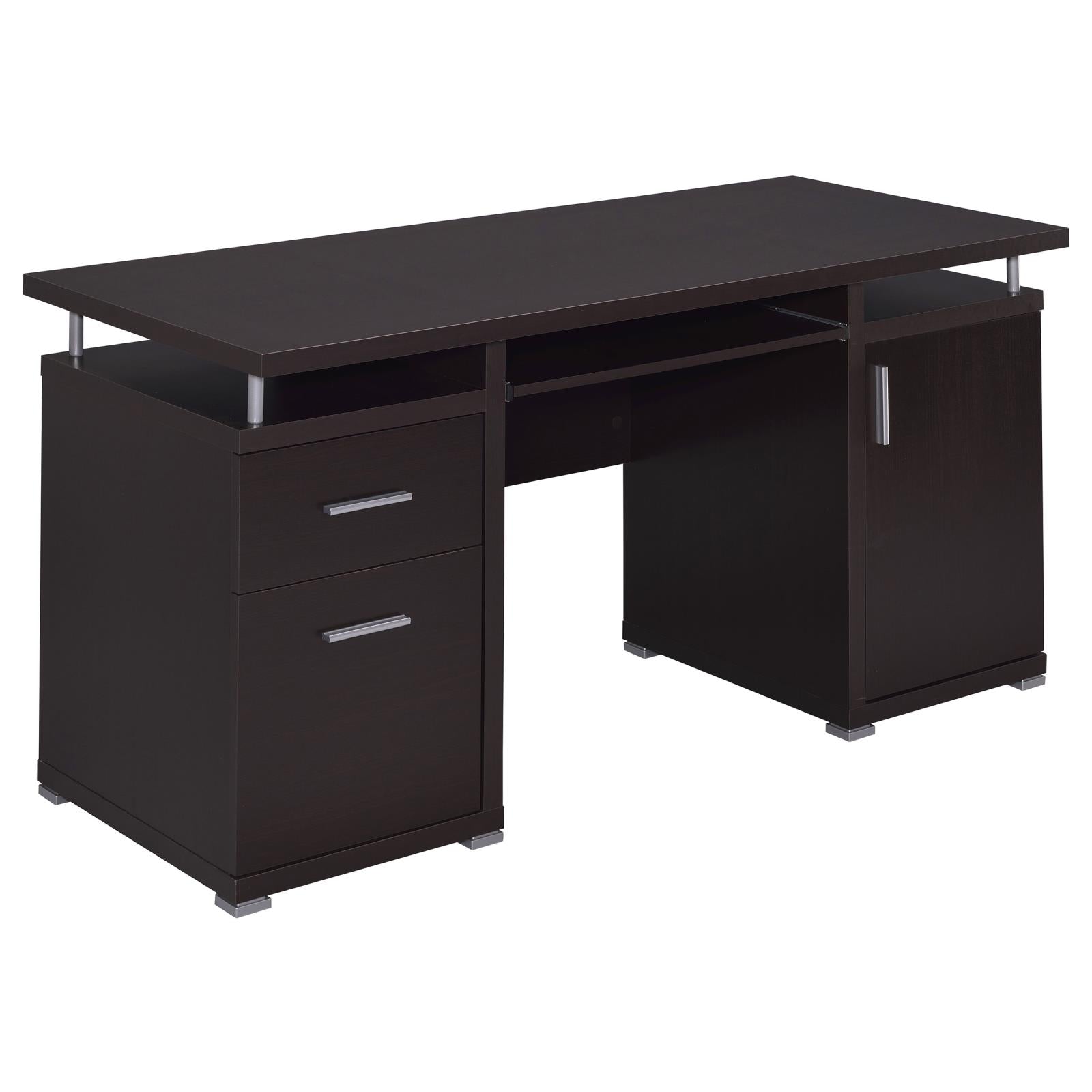 Tracy Cappuccino 2-Drawer Computer Desk - 800107 - Luna Furniture - Dallas Store