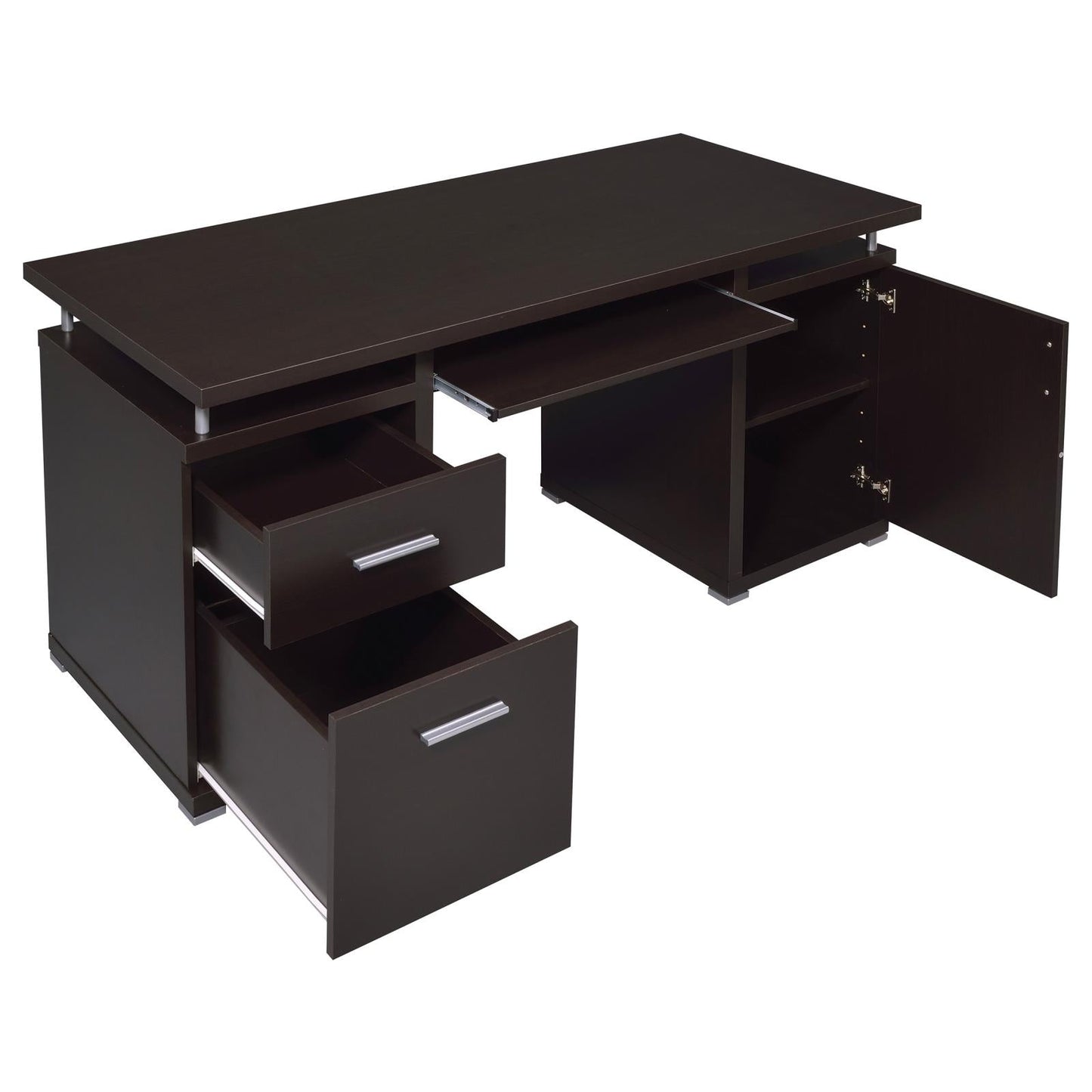 Tracy Cappuccino 2-Drawer Computer Desk - 800107 - Luna Furniture - Dallas Store