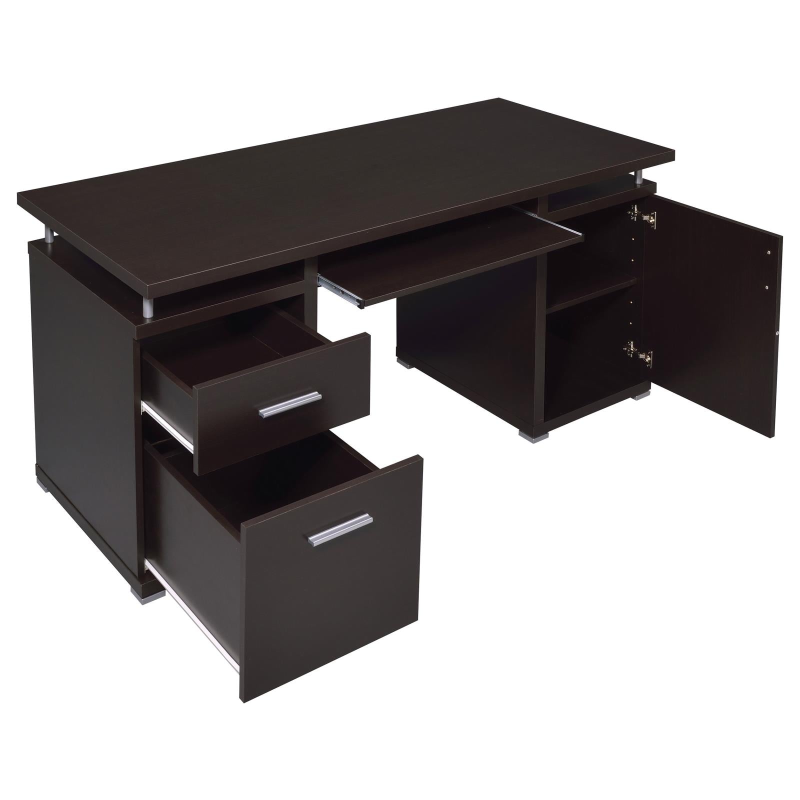 Tracy Cappuccino 2-Drawer Computer Desk - 800107 - Luna Furniture - Dallas Store