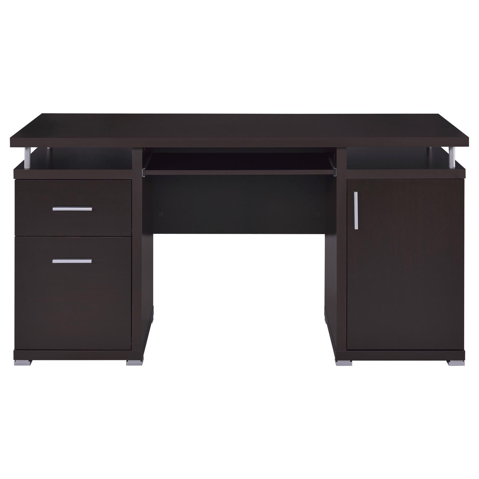Tracy Cappuccino 2-Drawer Computer Desk - 800107 - Luna Furniture - Dallas Store