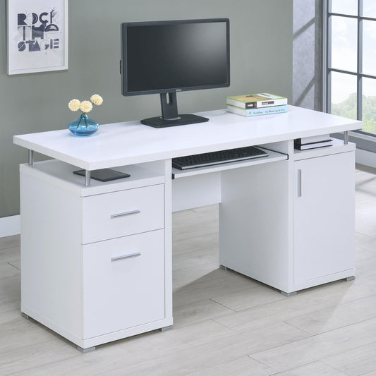 Tracy White 2-Drawer Computer Desk - 800108 - Luna Furniture - Dallas Store