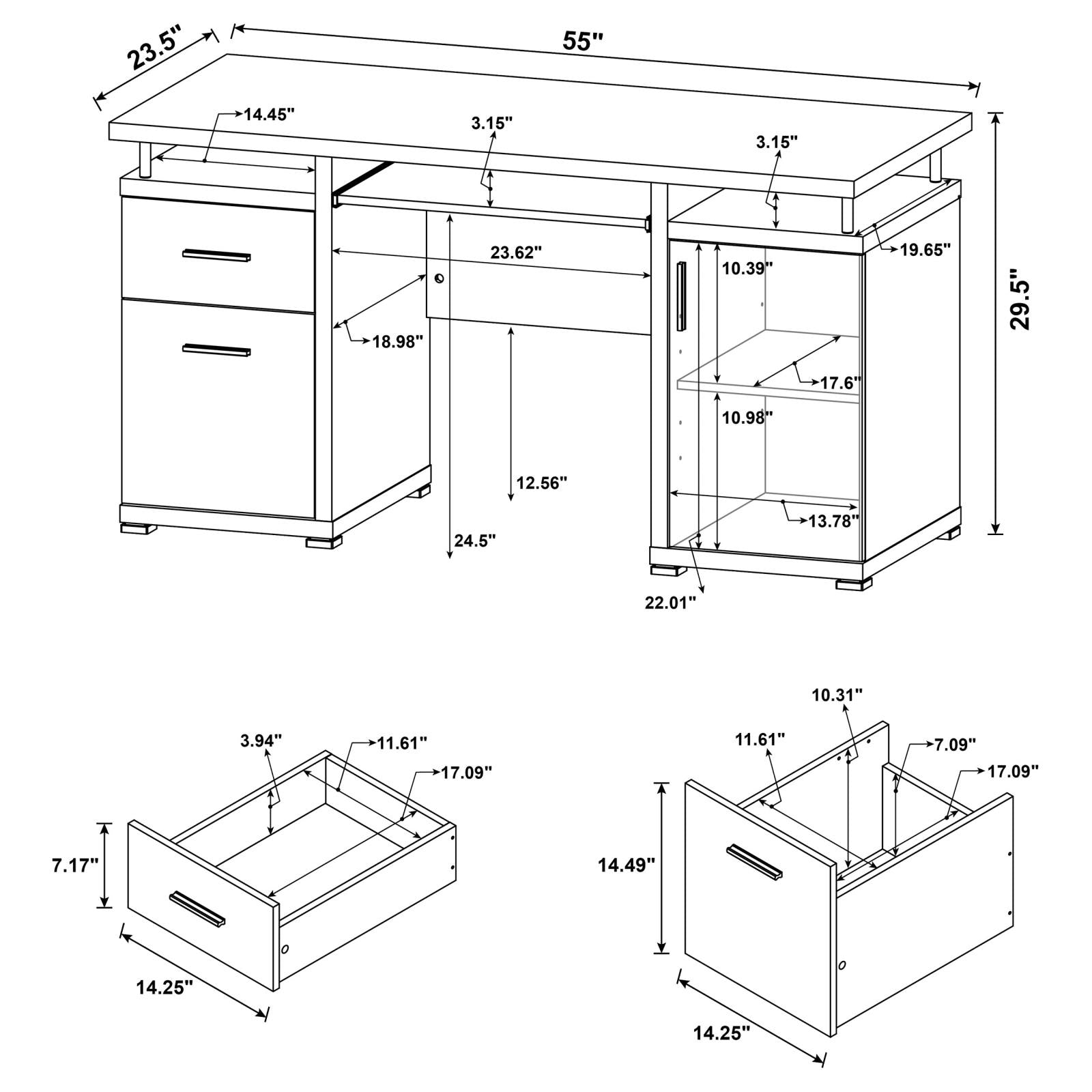 Tracy White 2-Drawer Computer Desk - 800108 - Luna Furniture - Dallas Store