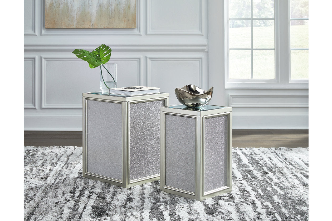 Traleena Silver Finish Nesting End Table, Set of 2 - T957-16 - Luna Furniture - Dallas Store