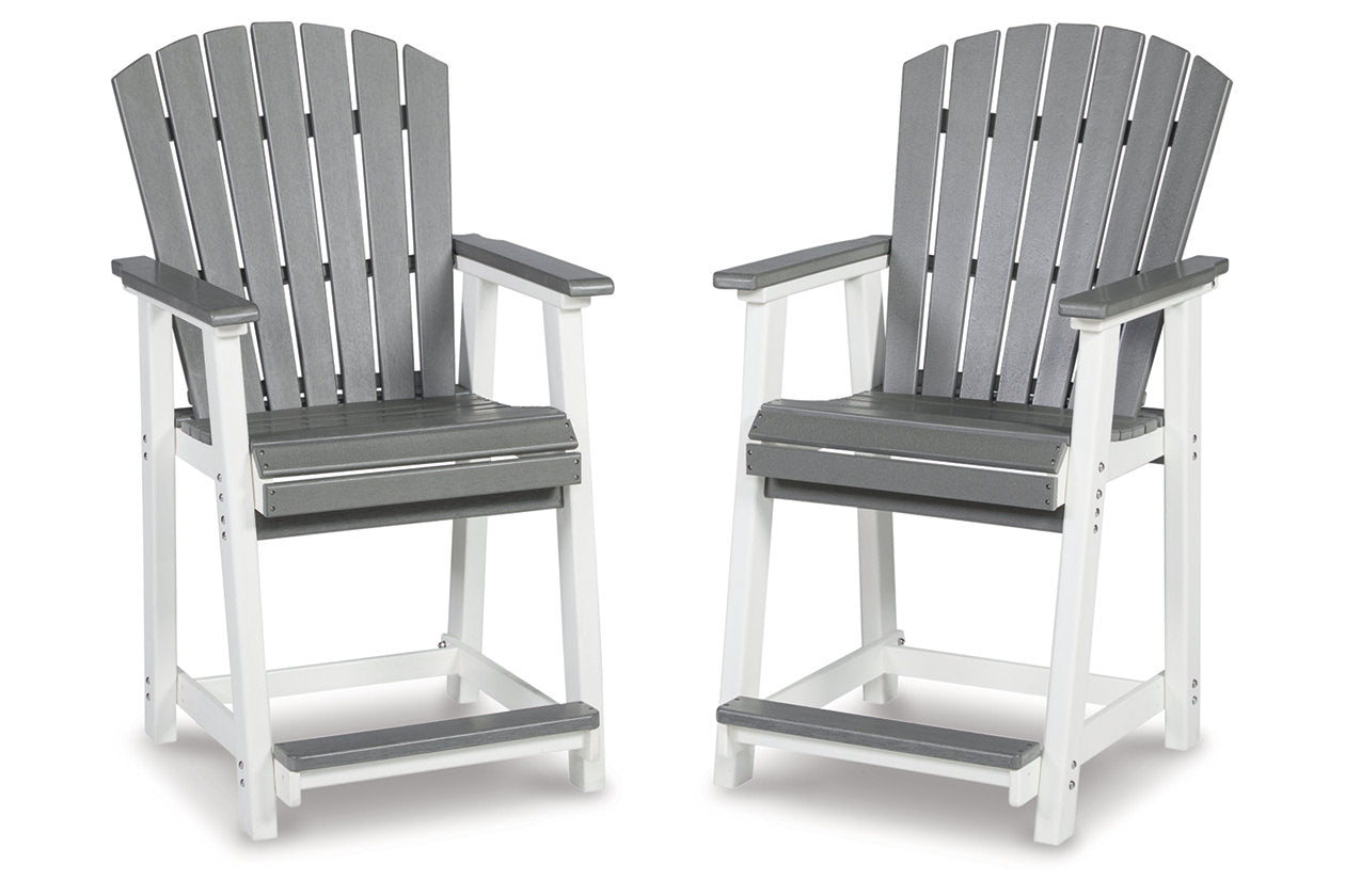 Transville Gray/White Outdoor Counter Height Barstool, Set of 2 - P210-124 - Luna Furniture - Dallas Store