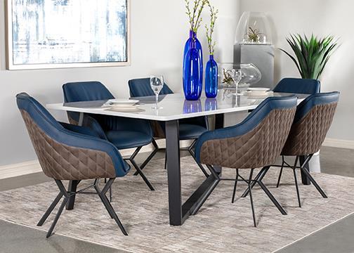 Trevon Upholstered Tufted Side Chairs (Set of 2) Blue/Brown - 193722 - Luna Furniture - Dallas Store