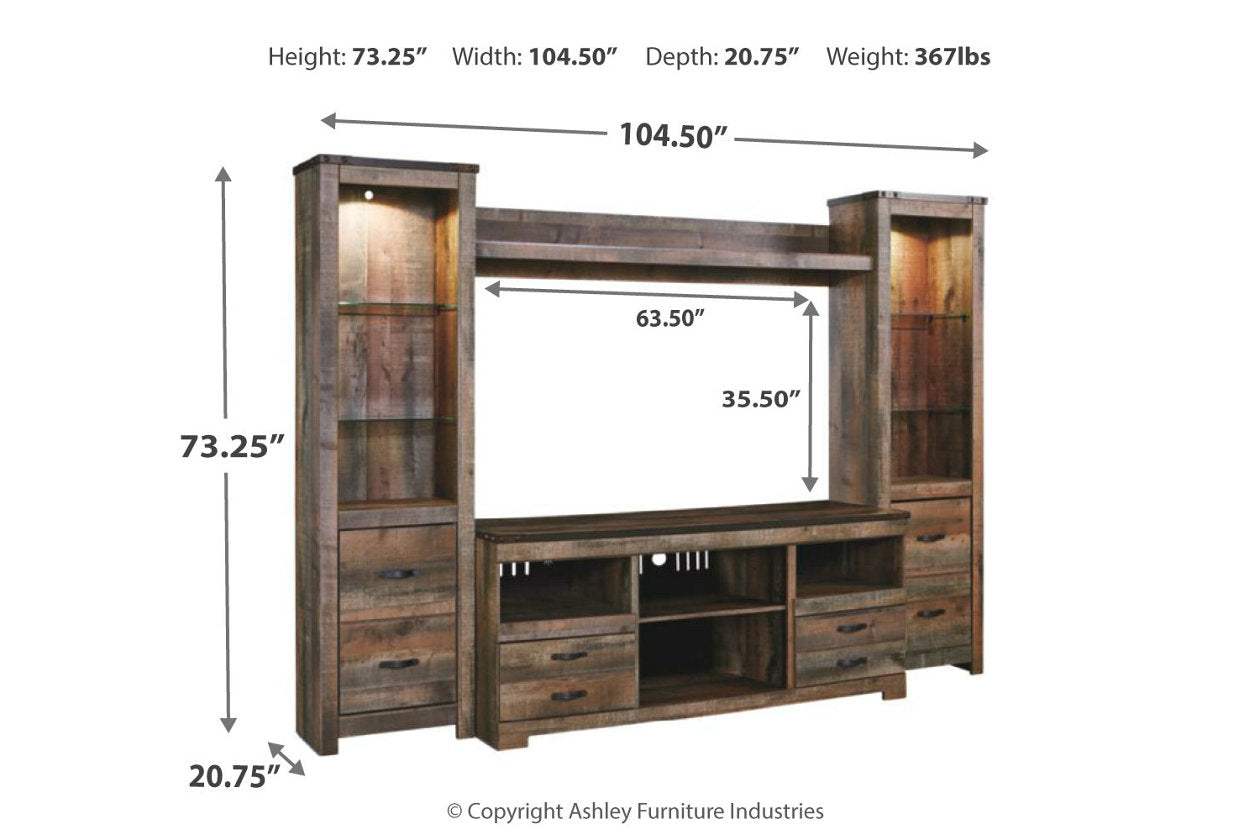 Trinell Brown 4-Piece Entertainment Center - SET | W446-24(2) | W446-27 | W446-68 - Luna Furniture - Dallas Store