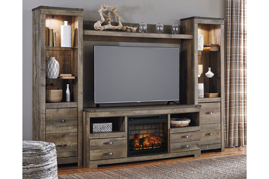 Trinell Brown 4-Piece Entertainment Center with Electric Fireplace - SET | W100-101 | W446-24(2) | W446-27 | W446-68 - Luna Furniture - Dallas Store