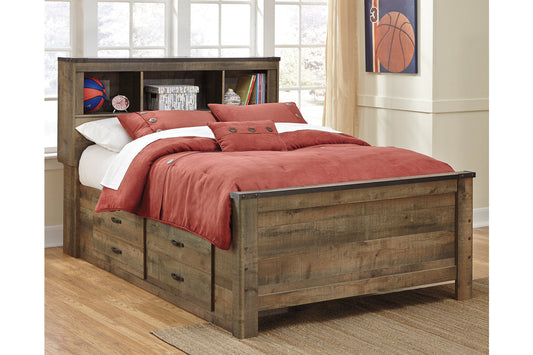 Trinell Brown Full Bookcase Bed with 2 Storage Drawers - SET | B100-12 | B446-50 | B446-65 | B446-84 - Luna Furniture - Dallas Store