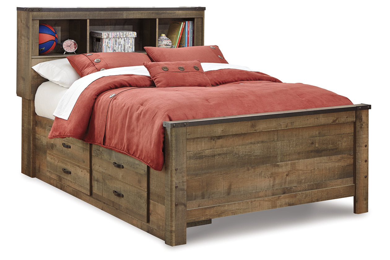 Trinell Brown Full Bookcase Bed with 2 Storage Drawers - SET | B100-12 | B446-50 | B446-65 | B446-84 - Luna Furniture - Dallas Store