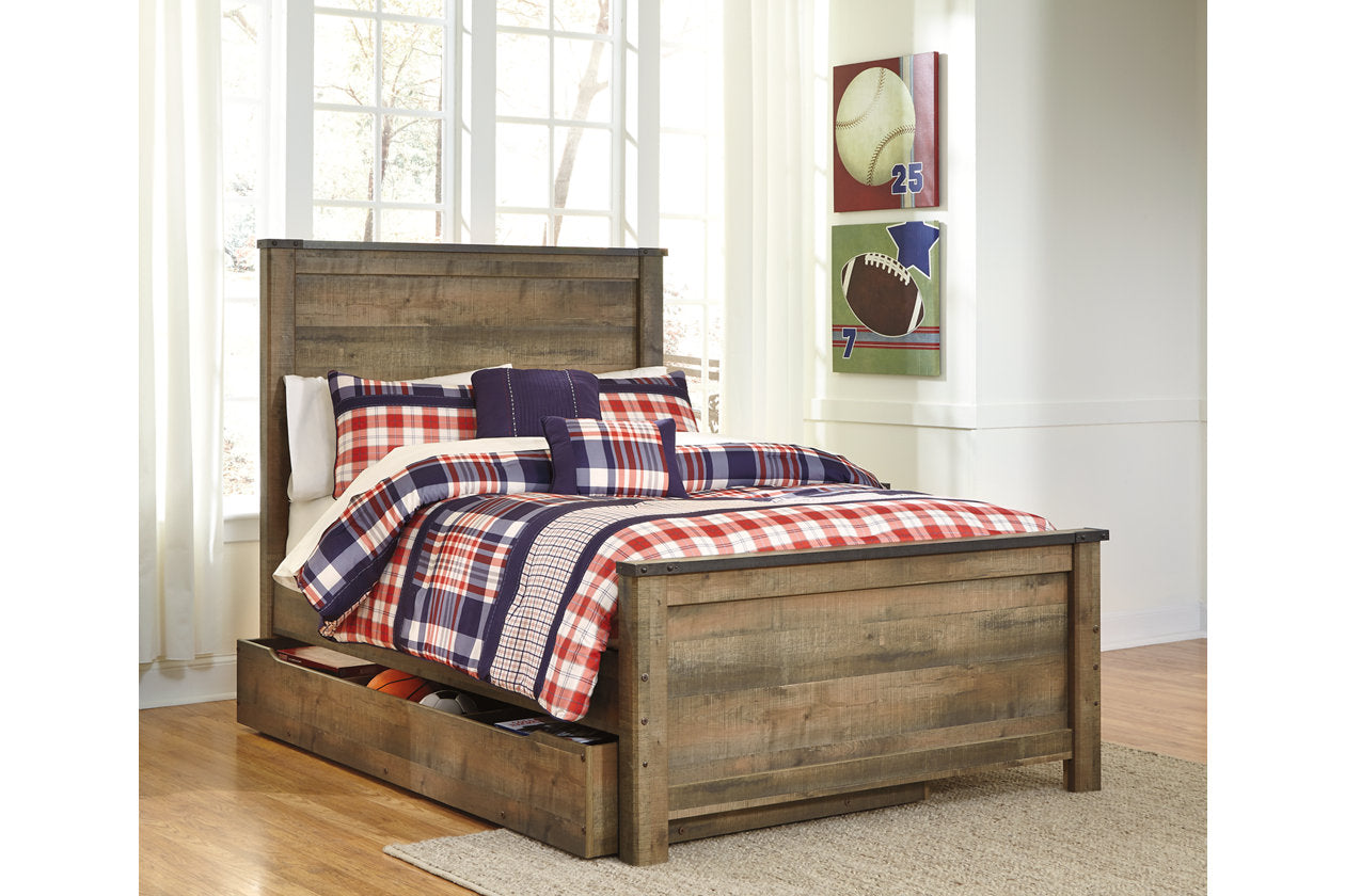 Trinell Brown Full Panel Bed with 1 Large Storage Drawer - SET | B100-12 | B446-60 | B446-84 | B446-86 | B446-87 - Luna Furniture - Dallas Store