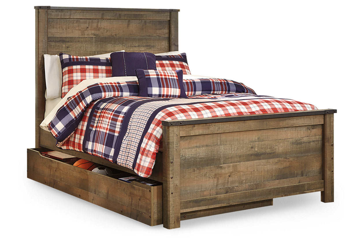 Trinell Brown Full Panel Bed with 1 Large Storage Drawer - SET | B100-12 | B446-60 | B446-84 | B446-86 | B446-87 - Luna Furniture - Dallas Store
