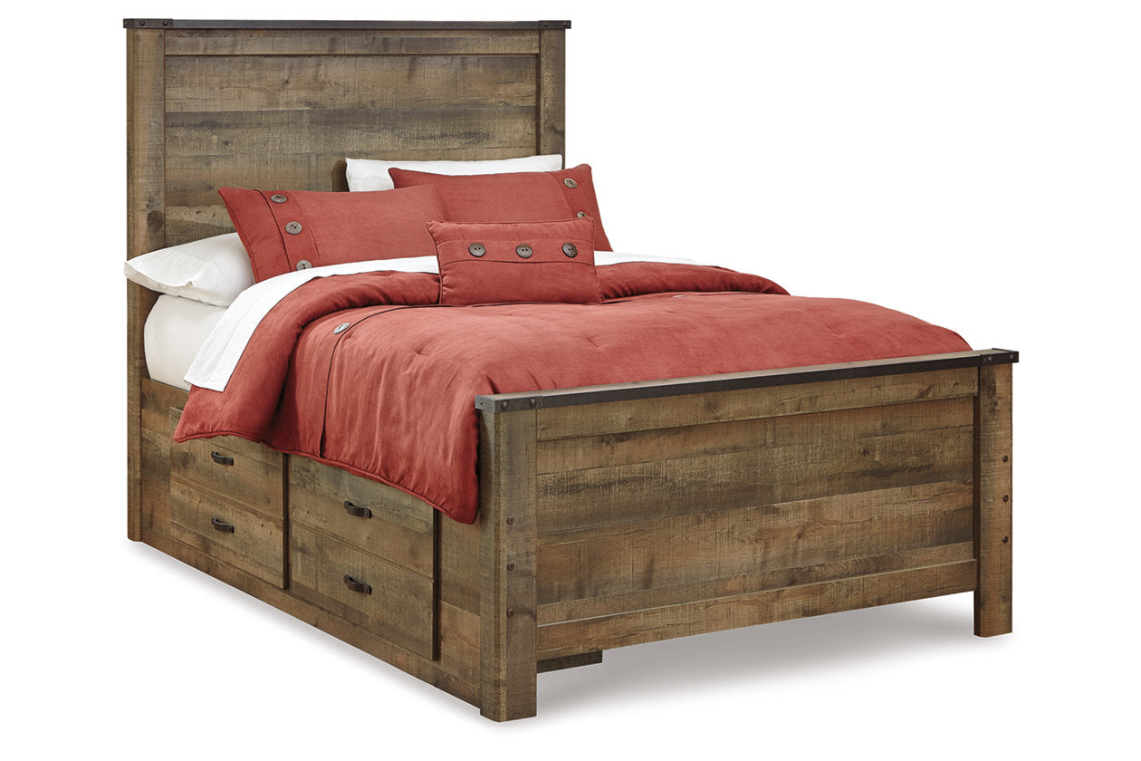 Trinell Brown Full Panel Bed with 2 Storage Drawers - SET | B100-12 | B446-50 | B446-84 | B446-87 - Luna Furniture - Dallas Store