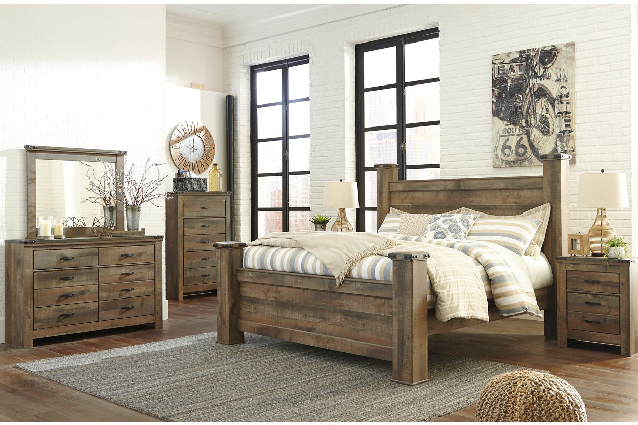 Trinell Brown King Poster Bed - SET | B446-61 | B446-66 | B446-68 | B446-99 - Luna Furniture - Dallas Store