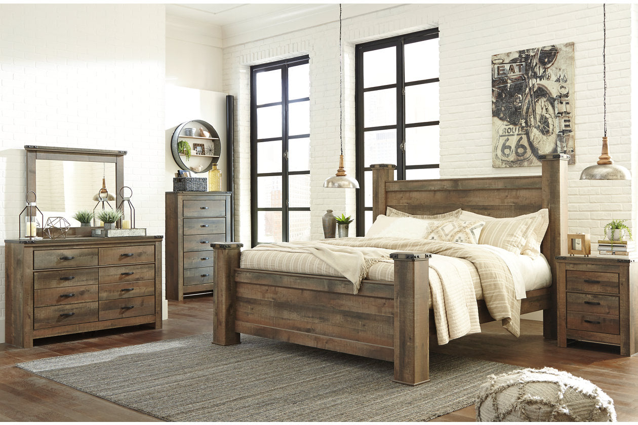 Trinell Brown King Poster Bed - SET | B446-61 | B446-66 | B446-68 | B446-99 - Luna Furniture - Dallas Store