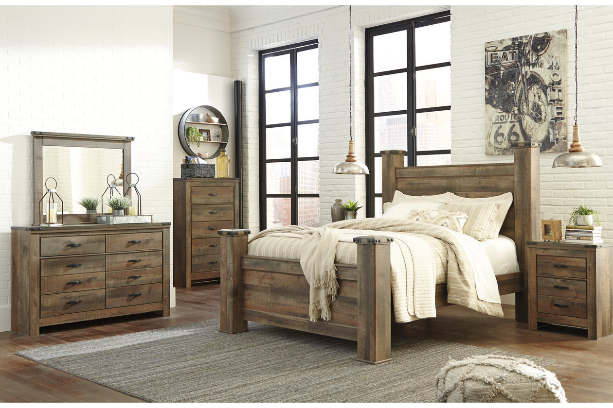 Trinell Brown Queen Poster Bed - SET | B446-61 | B446-64 | B446-67 | B446-98 - Luna Furniture - Dallas Store