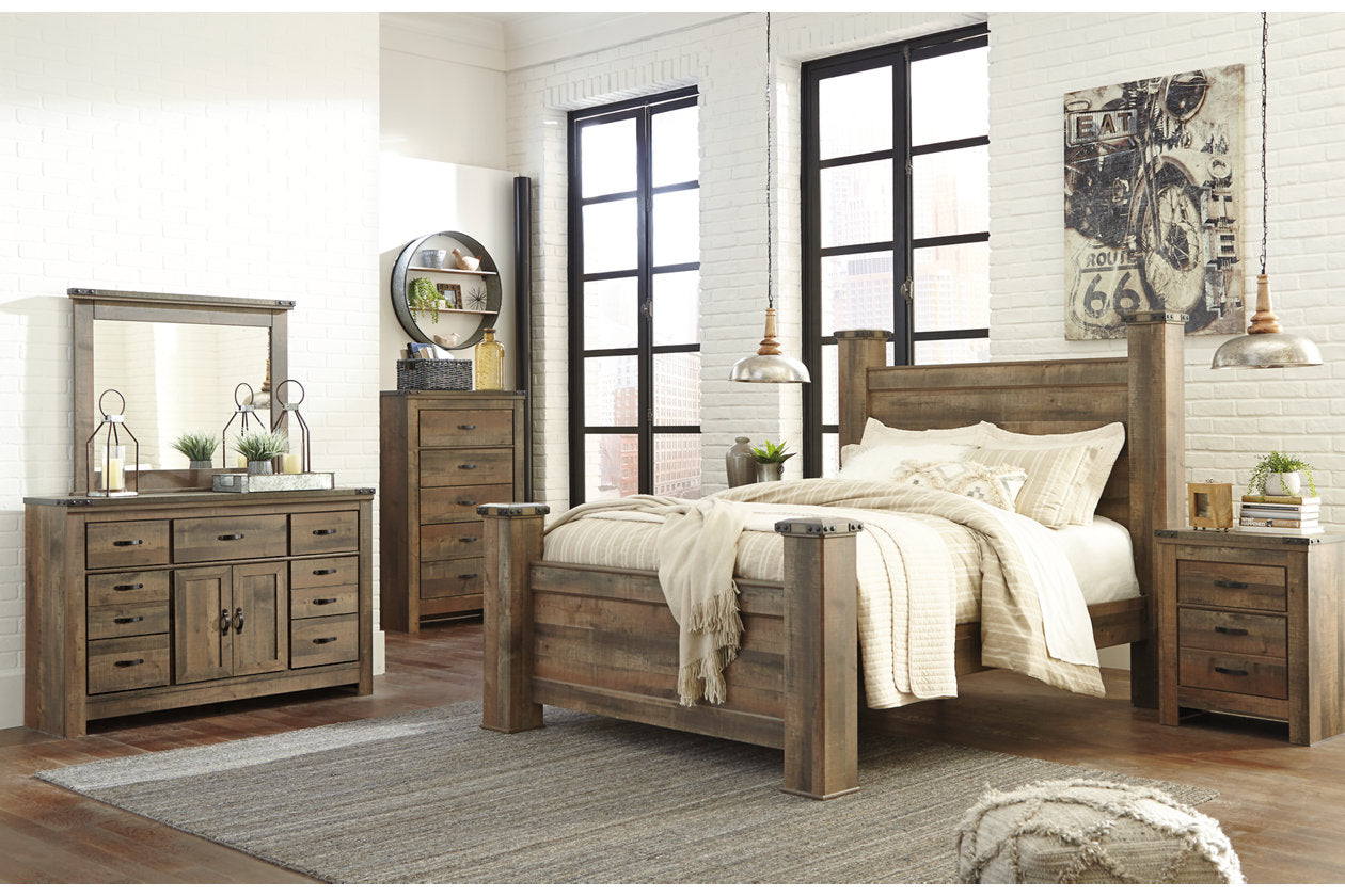 Trinell Brown Queen Poster Bed - SET | B446-61 | B446-64 | B446-67 | B446-98 - Luna Furniture - Dallas Store