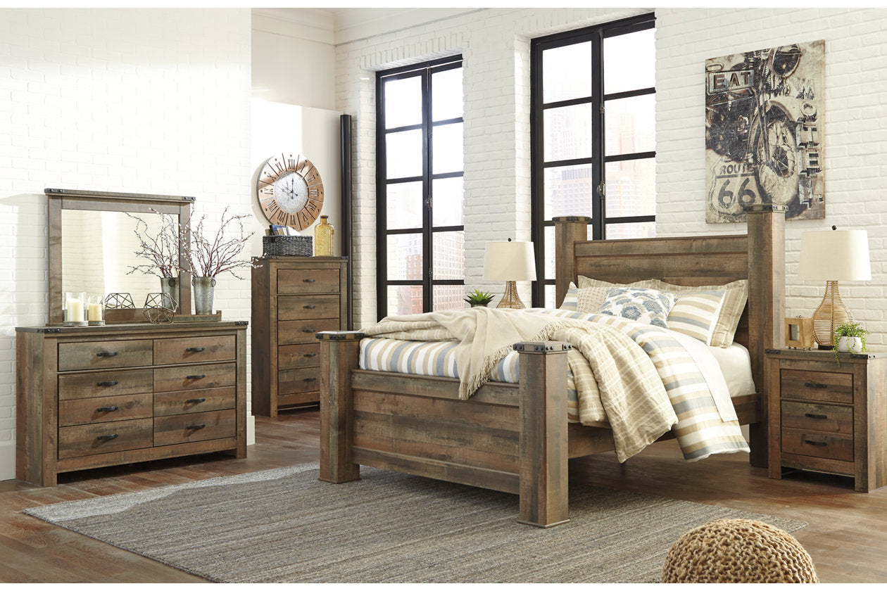 Trinell Brown Queen Poster Bed - SET | B446-61 | B446-64 | B446-67 | B446-98 - Luna Furniture - Dallas Store