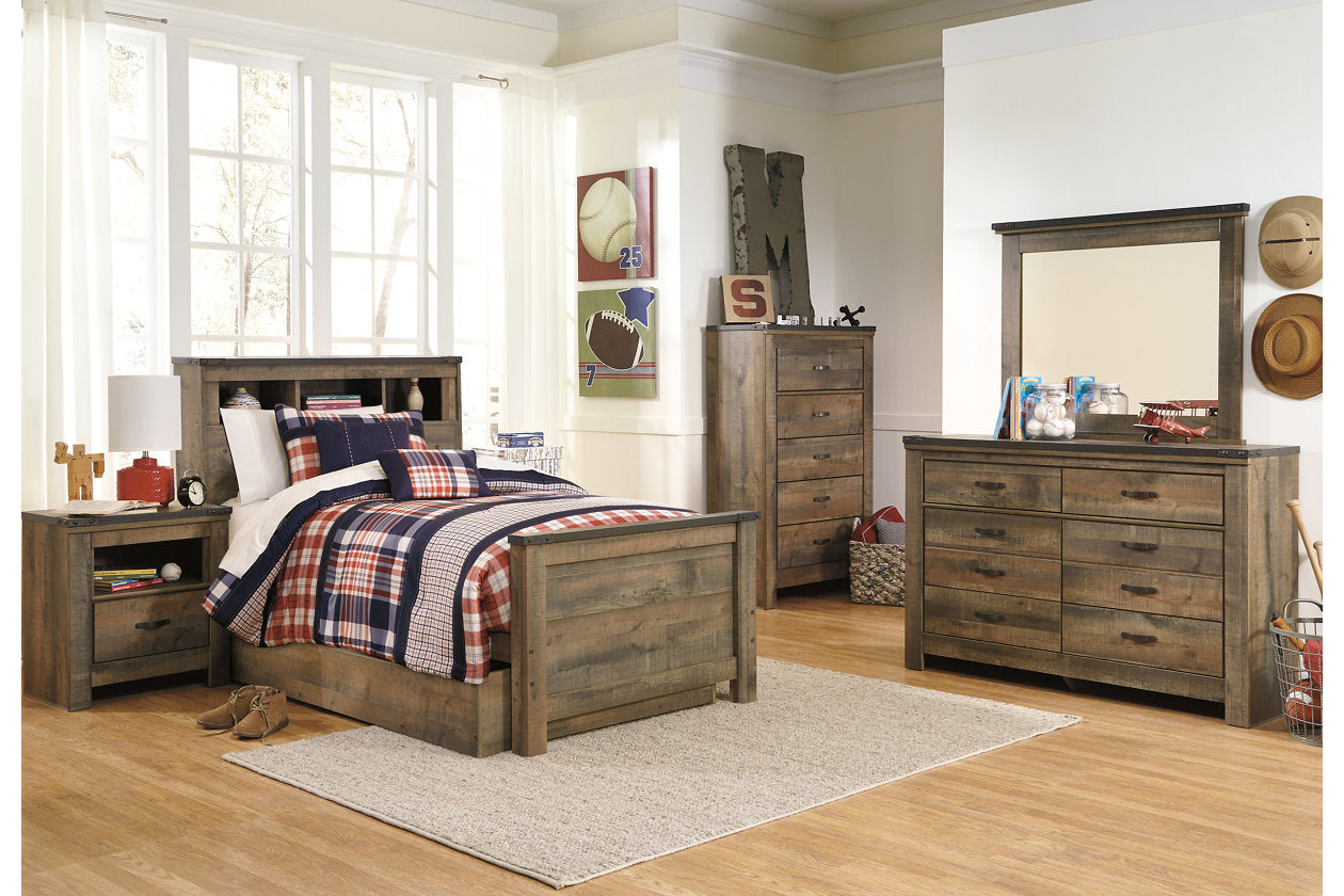 Trinell Brown Twin Bookcase Bed with 1 Large Storage Drawer - SET | B100-11 | B446-52 | B446-60 | B446-63 | B446-83 - Luna Furniture - Dallas Store