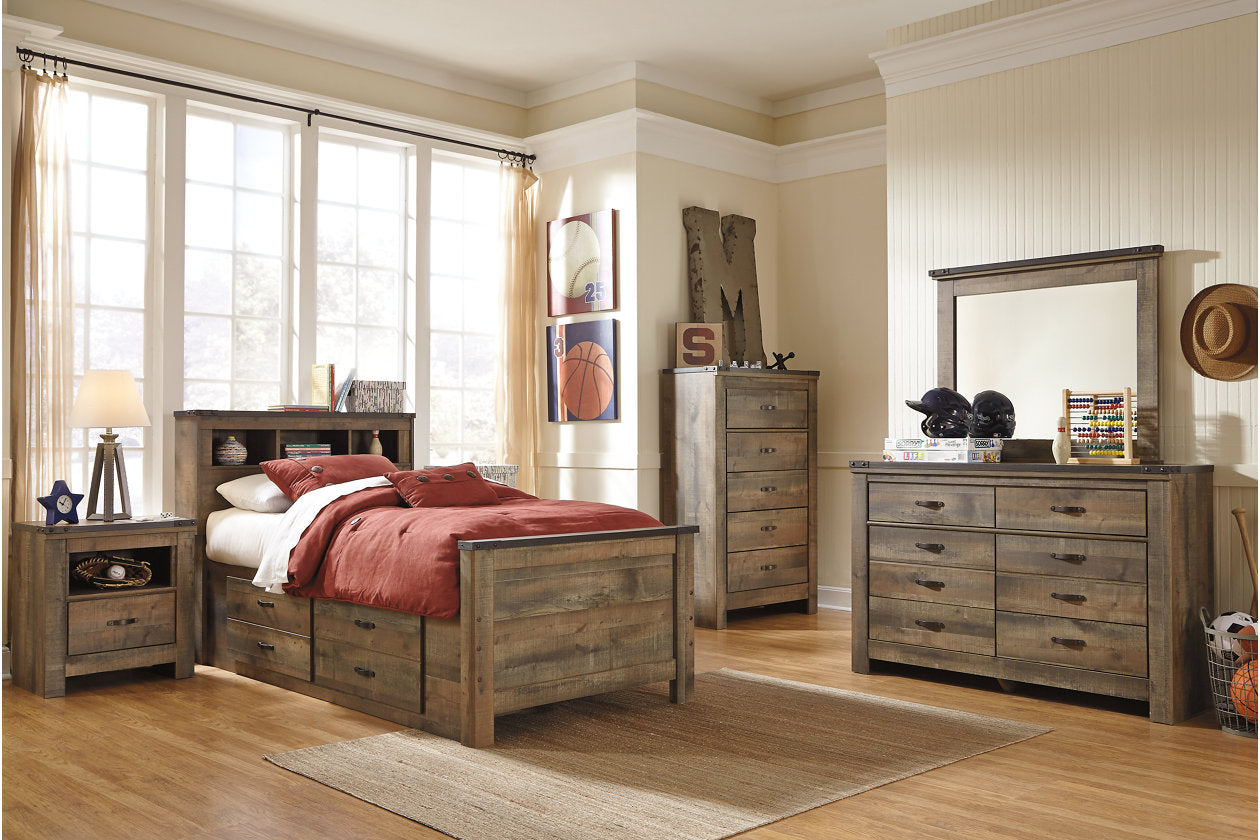 Trinell Brown Twin Bookcase Bed with 2 Storage Drawers - SET | B100-11 | B446-50 | B446-52 | B446-63 - Luna Furniture - Dallas Store