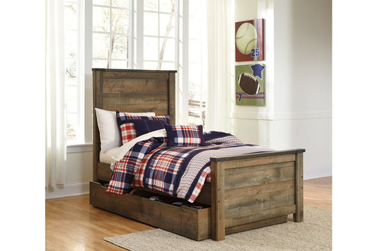 Trinell Brown Twin Panel Bed with 1 Large Storage Drawer - SET | B100-11 | B446-52 | B446-53 | B446-60 | B446-83 - Luna Furniture - Dallas Store