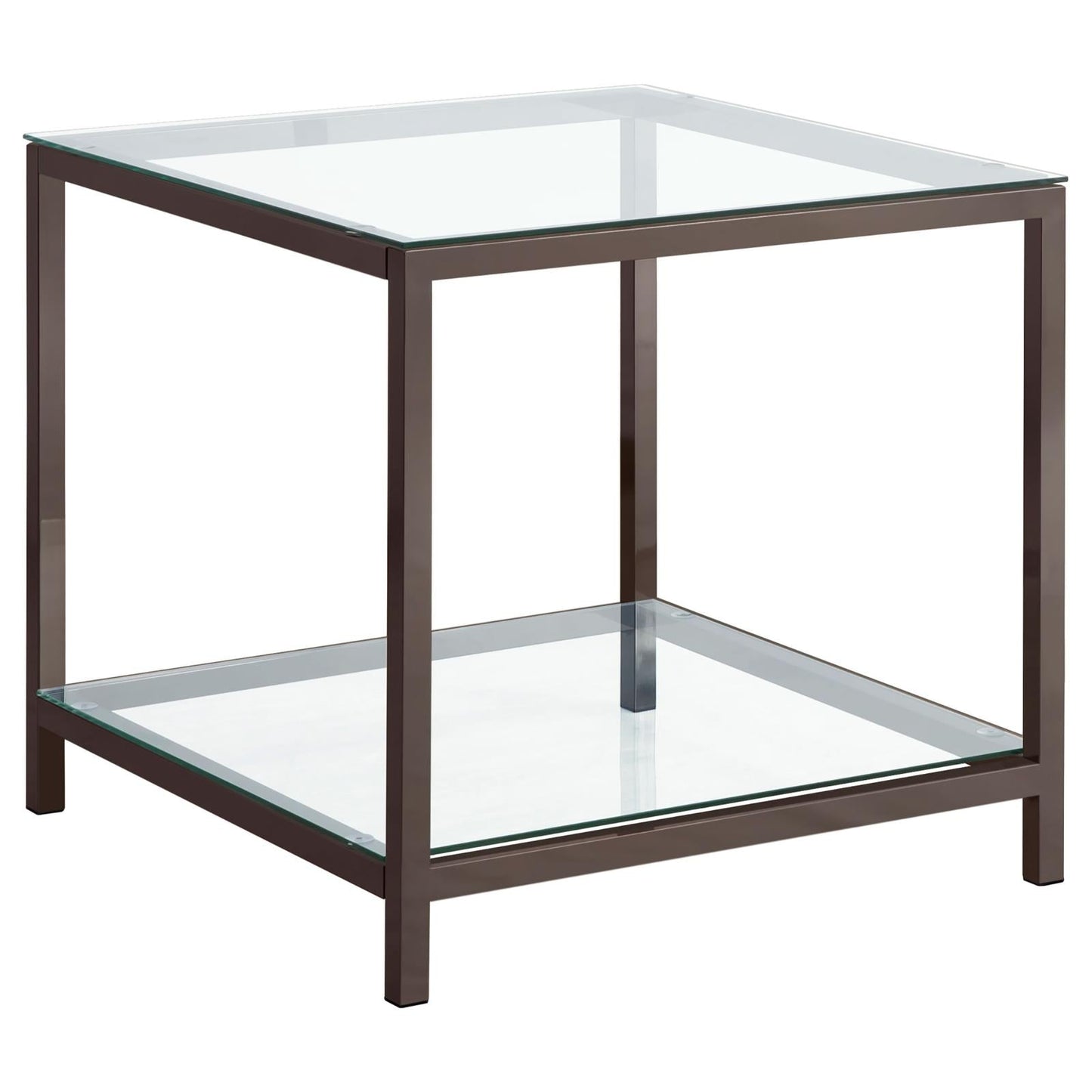 Trini End Table with Glass Shelf Black Nickel - 720227 - Luna Furniture - Dallas Store
