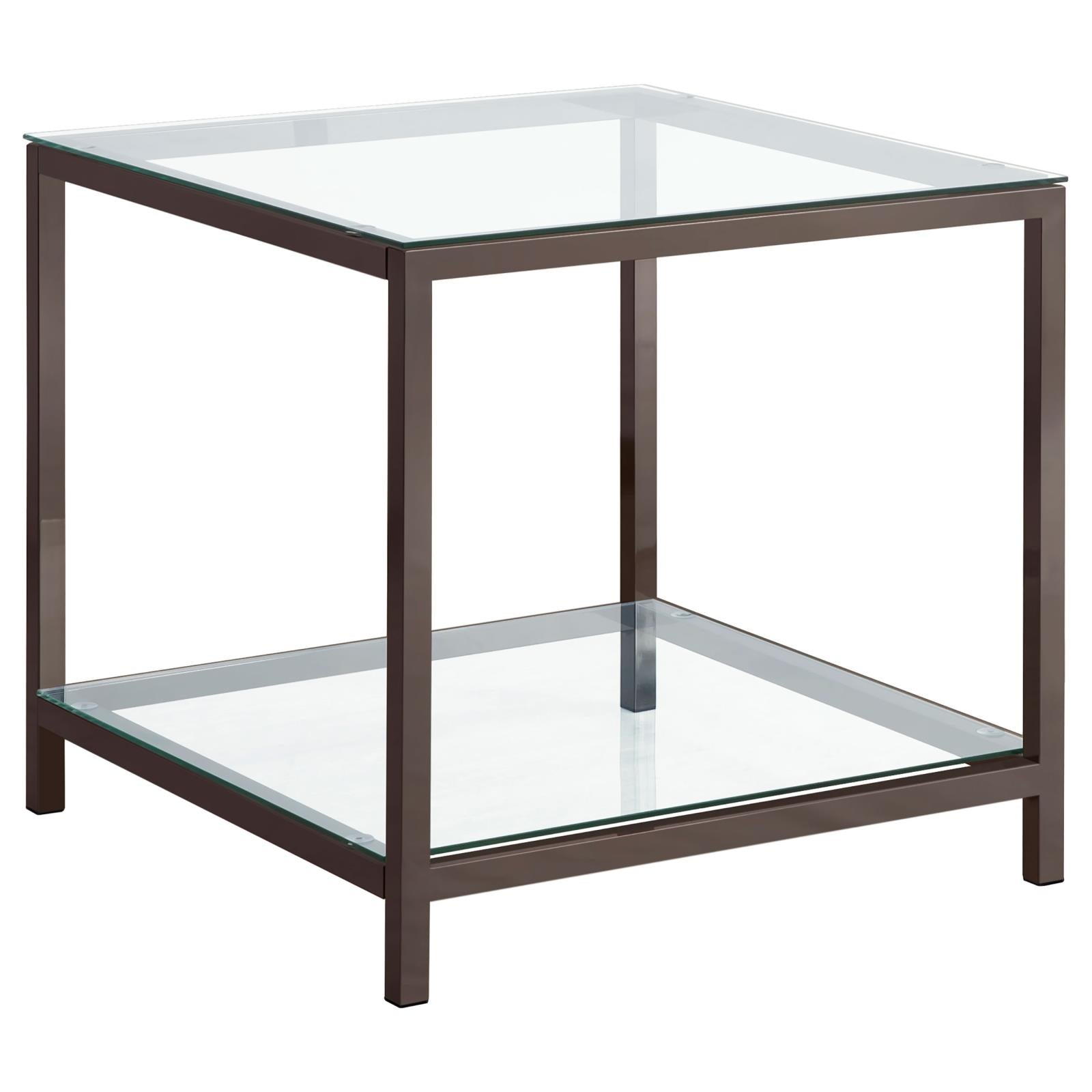 Trini End Table with Glass Shelf Black Nickel - 720227 - Luna Furniture - Dallas Store