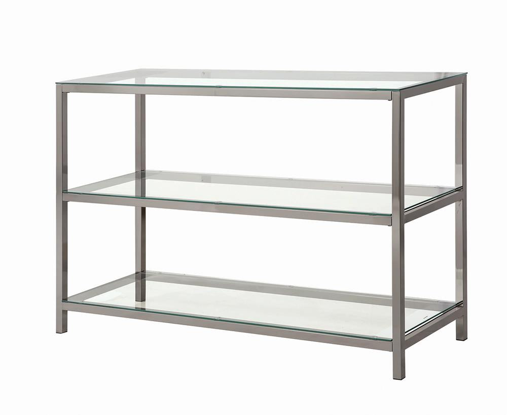 Trini Sofa Table with Glass Shelf Black Nickel - 720229 - Luna Furniture - Dallas Store