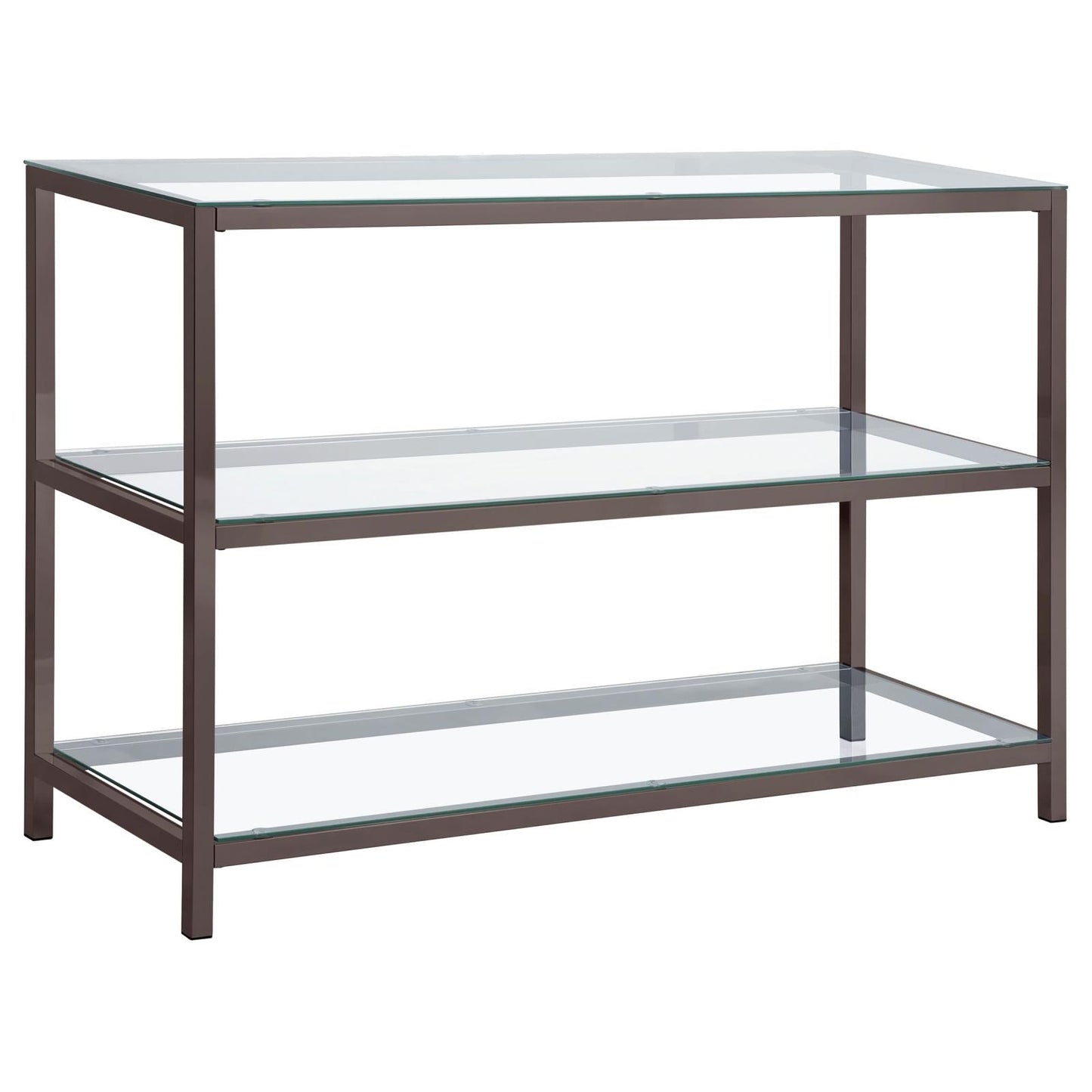 Trini Sofa Table with Glass Shelf Black Nickel - 720229 - Luna Furniture - Dallas Store
