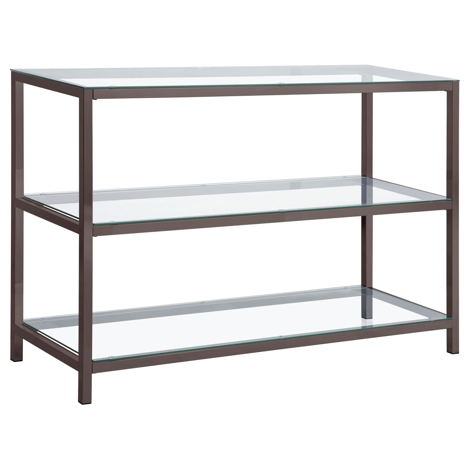 Trini Sofa Table with Glass Shelf Black Nickel - 720229 - Luna Furniture - Dallas Store