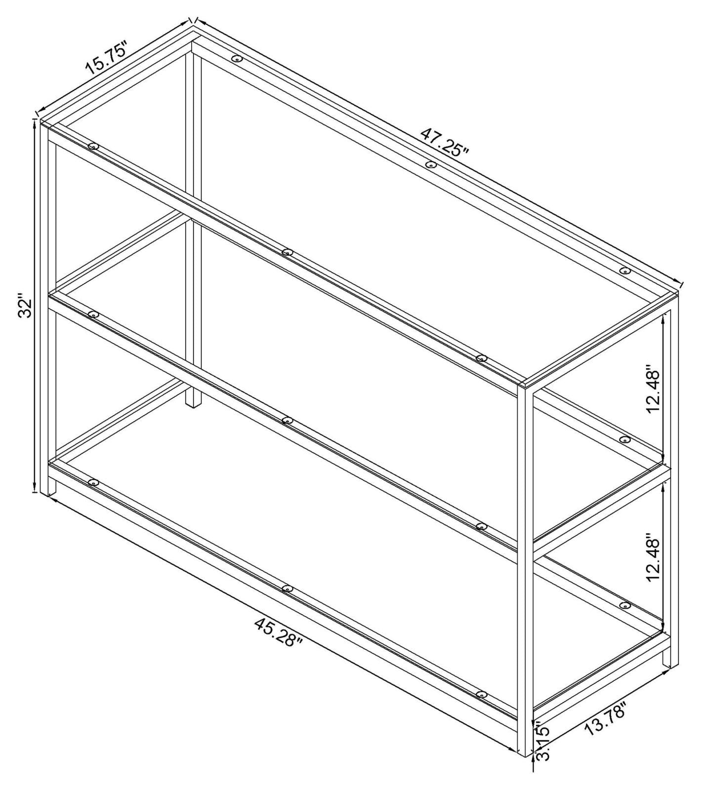 Trini Sofa Table with Glass Shelf Black Nickel - 720229 - Luna Furniture - Dallas Store
