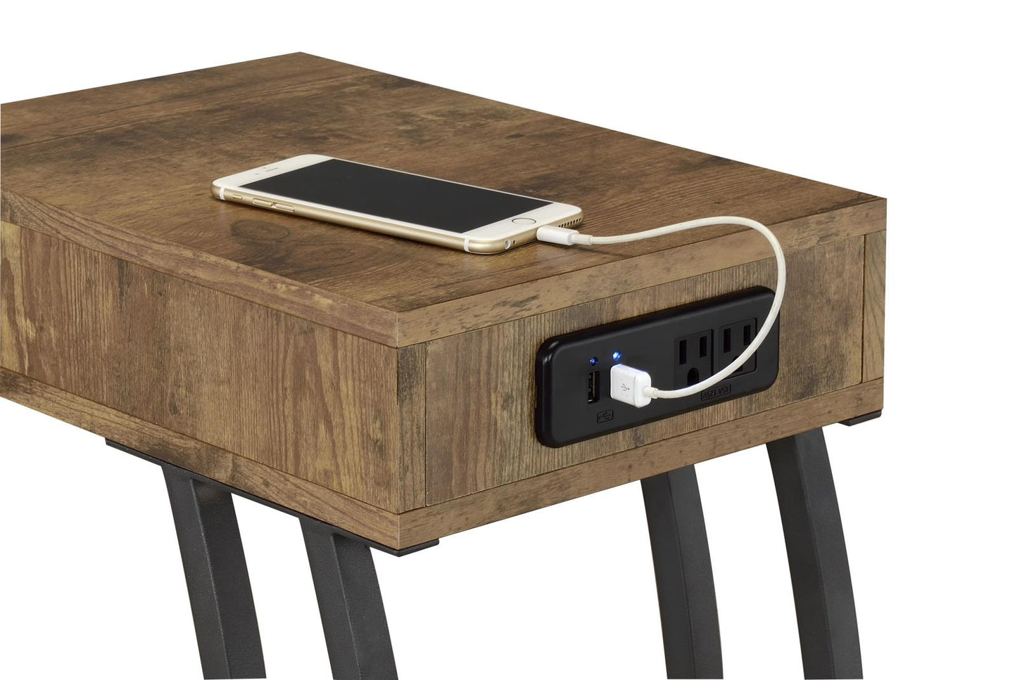 Troy Antique Nutmeg Accent Table with Power Outlet - 900577 - Luna Furniture - Dallas Store
