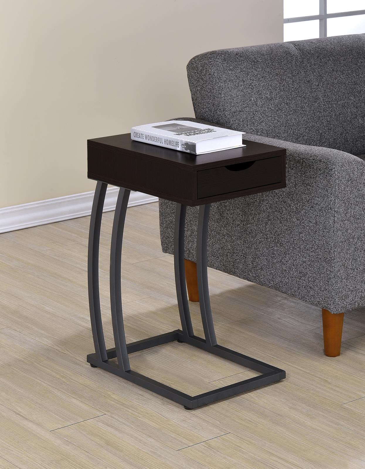Troy Cappuccino Accent Table with Power Outlet - 900578 - Luna Furniture - Dallas Store