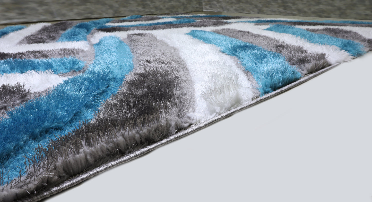 3D Shaggy Gray/Turquoise 5X7 Area Rug - 3D333-GRY/TRQ-57 - Luna Furniture - Dallas Store