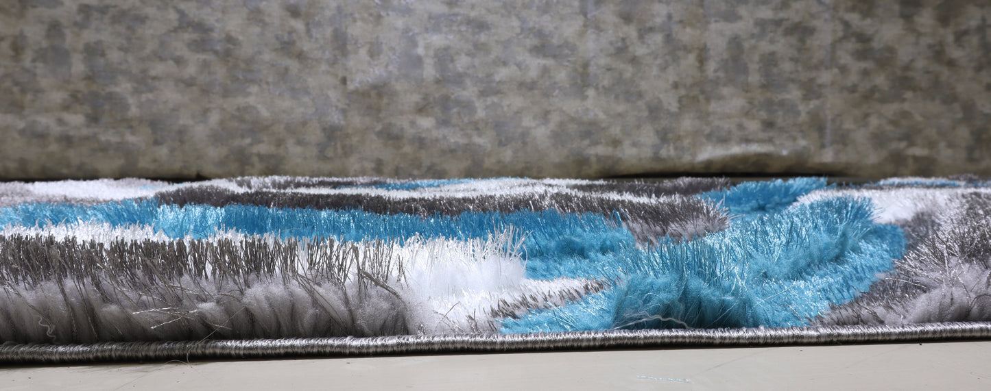 3D Shaggy Gray/Turquoise 5X7 Area Rug - 3D333-GRY/TRQ-57 - Luna Furniture - Dallas Store