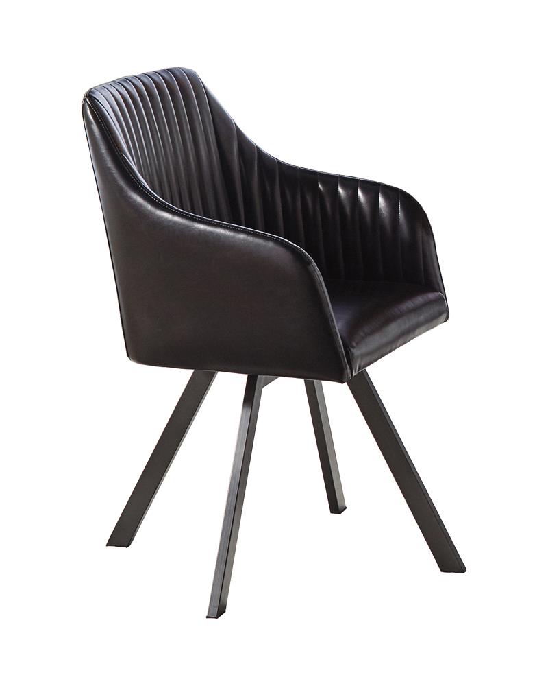 Tufted Sloped Arm Swivel Dining Chair Black/Gunmetal - 193372BLK - Luna Furniture - Dallas Store